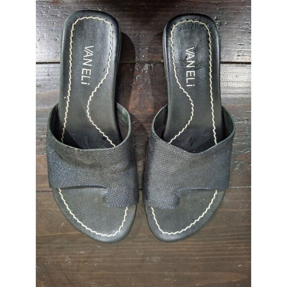 EUC VANELi Tallis Black Snakeprint Leather Slide Sandal/Sz. 5.5M - Picture 8 of 9